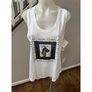 NWT Suzi Roher The Lola White Graphic Tank Top Size Large